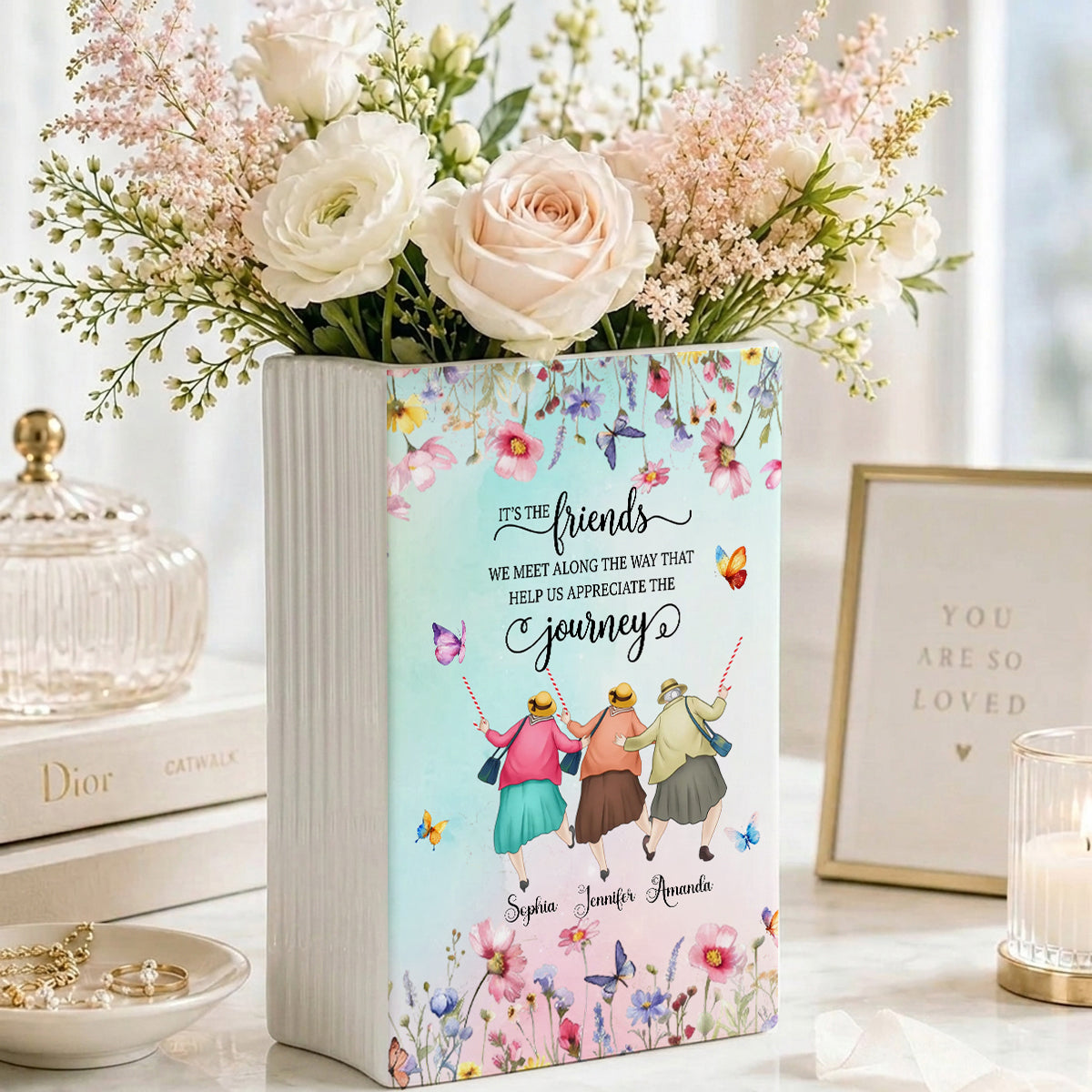 Every Chapter Better With Friends - Ceramic Book Flower Vase