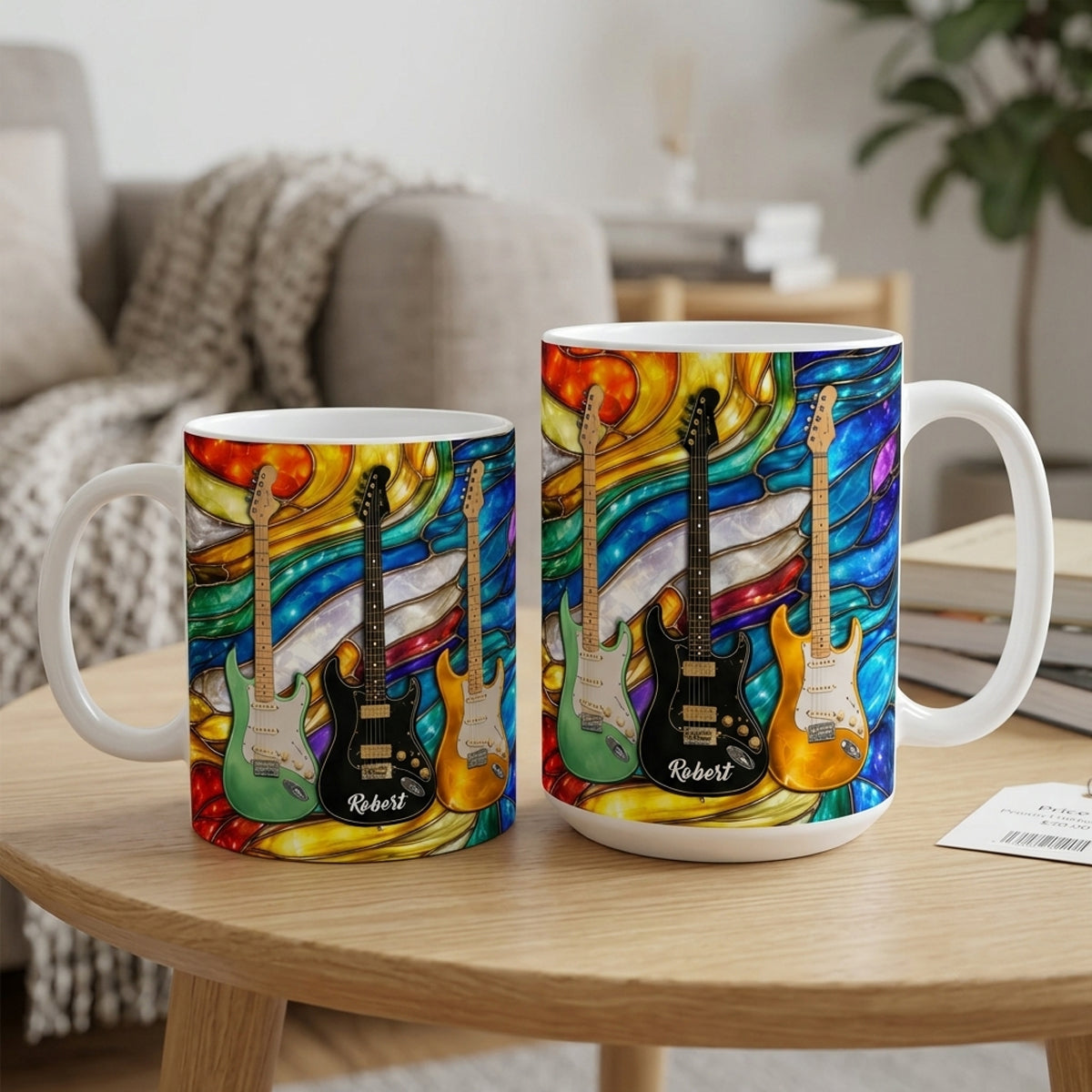 Custom Electric Guitar Mug Personalized Musician Gift Coffee Cup