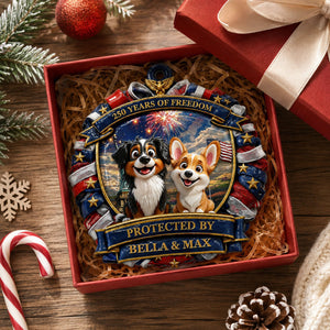 America Dog Lovers 250 Ornament - Patriotic Family Ornament - Real 3D Raised Ornament