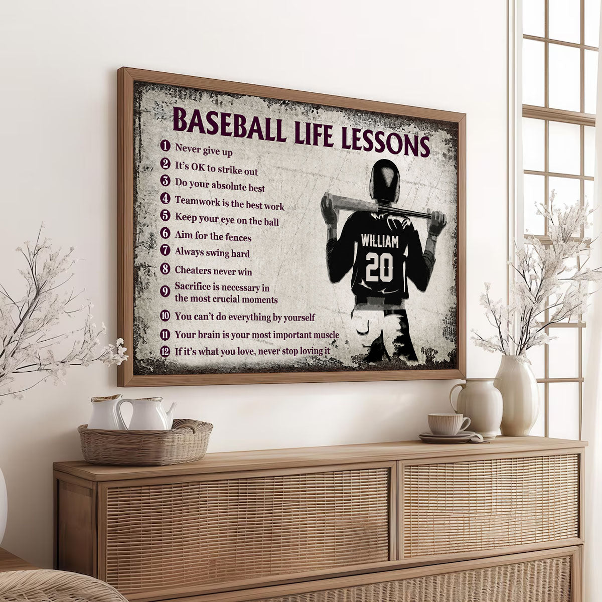 Personalized Baseball Life Lessons Customized Poster