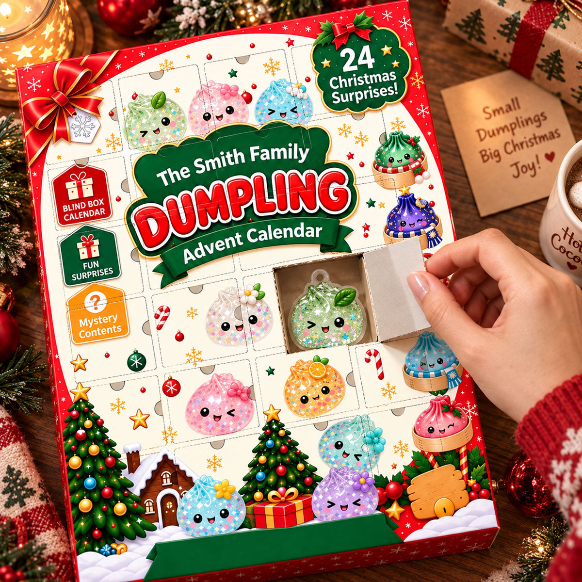 Dumpling Advent Calendar 2026 - 24 Day Spirits Countdown, Acrylic Charms Blind Box - Gift For Family