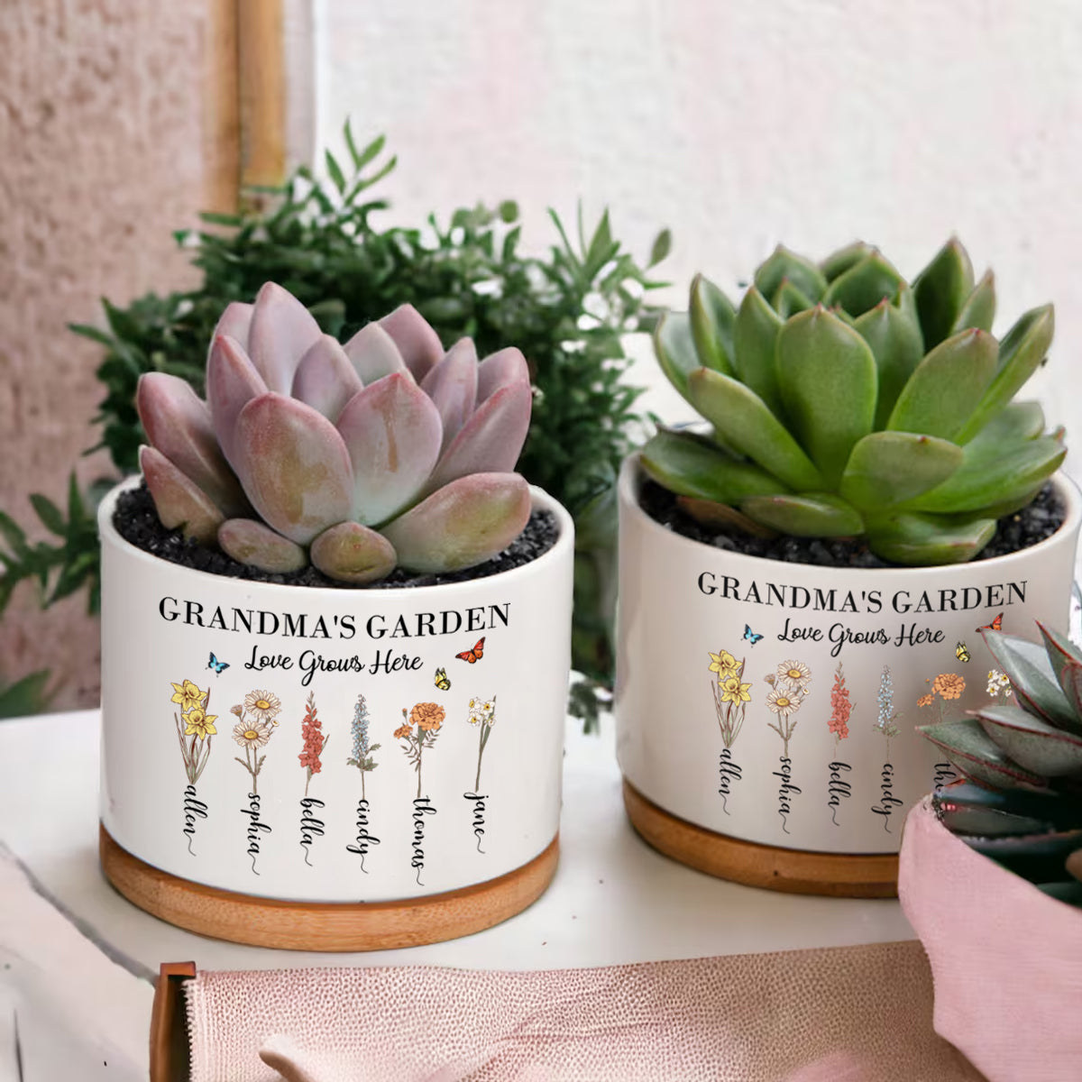outdoor potted plant gifts Custom Grandma's Garden Plant Pot and Vase, Gift for Mom, Personalized Birth Flower Pots, Grandma Gifts, Outdoor Planter, Birthday Gift, Family Art