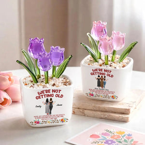 We're Not Getting Old - Personalized Mini Glass Flower Pot - Gift For Soul Sister, Bestie, Friends