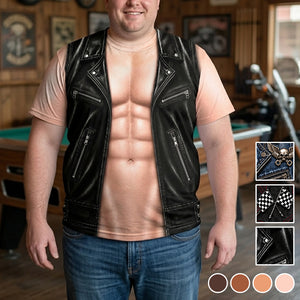 Men’s Biker Body Graphic T-Shirt, Funny Muscle Man, Beer Lover Tee