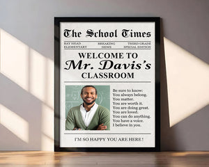 The Back To School Times Teacher Newspaper - Personalized Photo Poster