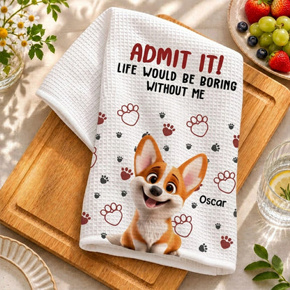 Admit It Mom Dad - Personalized Name Waffle Weave Kitchen Towel, Housewarming Gift