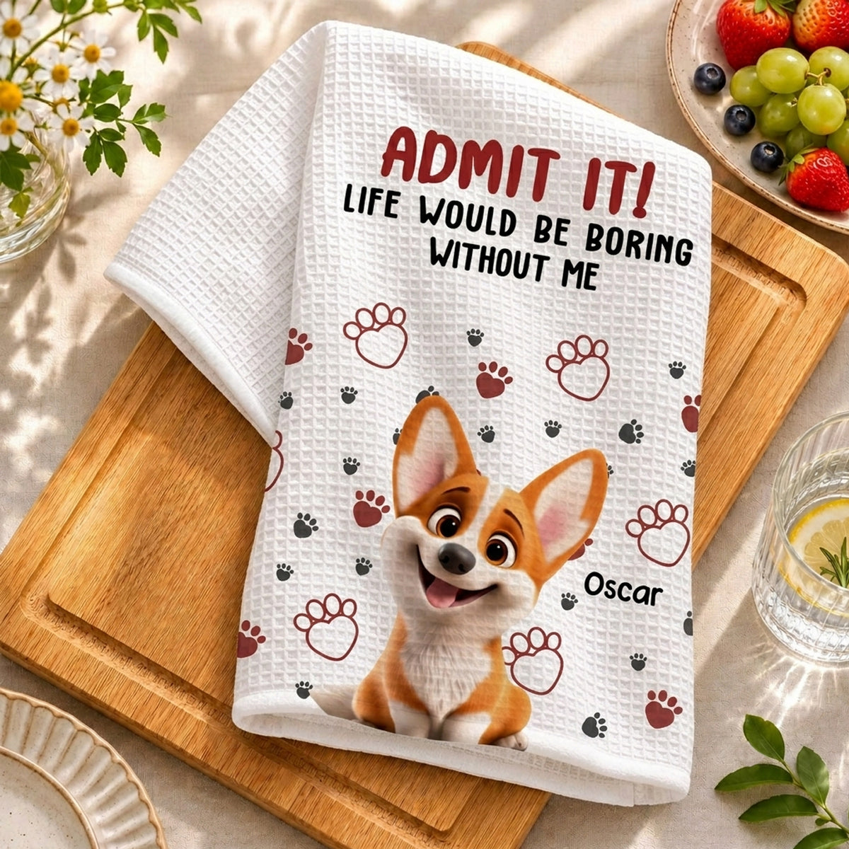 Admit It Mom Dad - Personalized Name Waffle Weave Kitchen Towel, Housewarming Gift