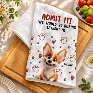 Admit It Mom Dad - Personalized Name Waffle Weave Kitchen Towel, Housewarming Gift