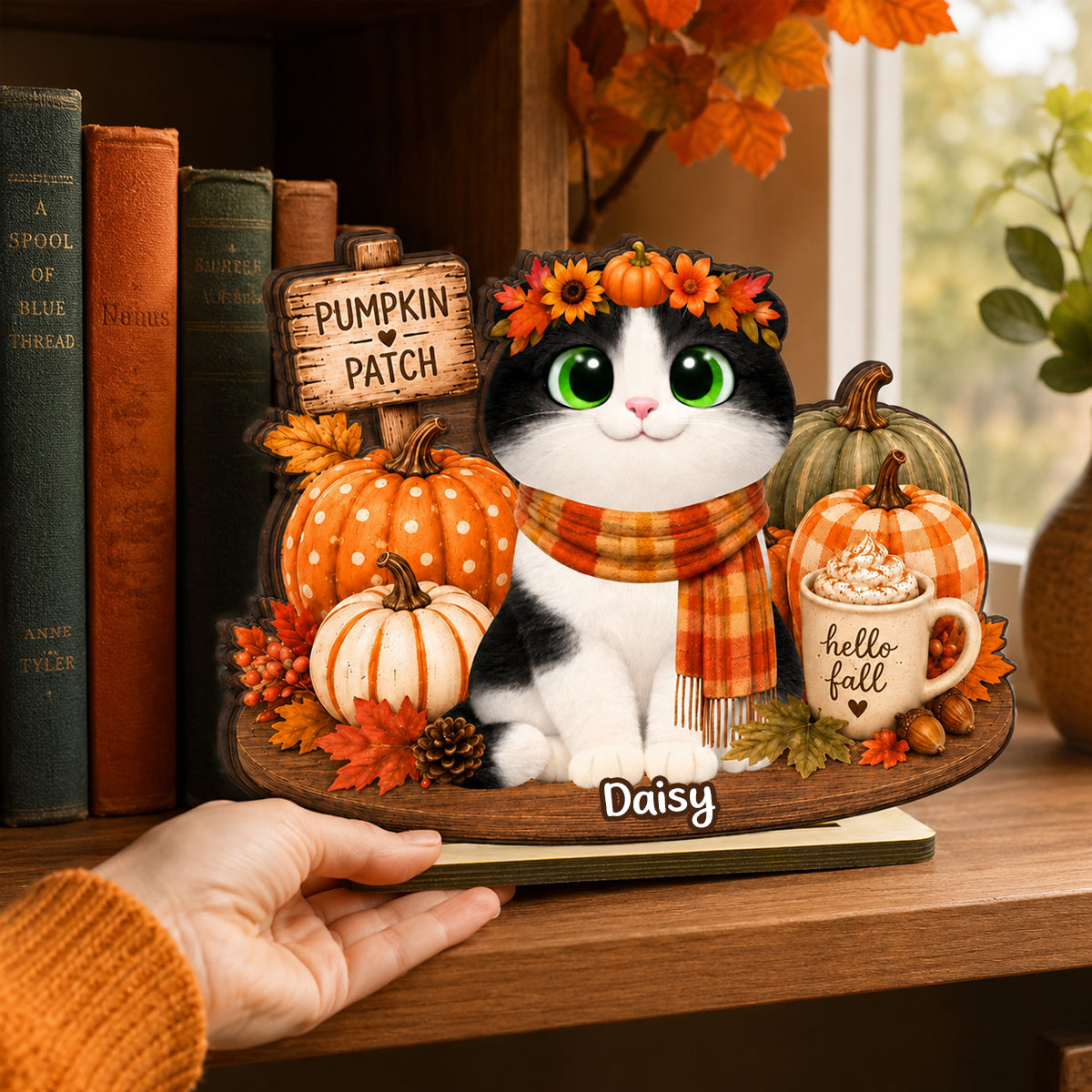 Fall Season Cats Pumpkin Patch - Personalized Wooden Plaque - Fall Decor for Cat Lovers