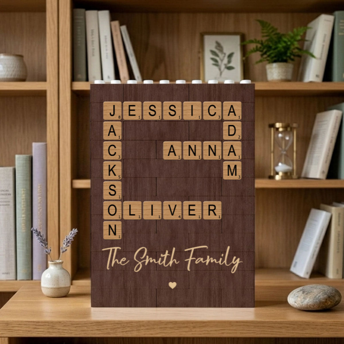 Custom Family Name Puzzle Crossword - Personalized Brick Block