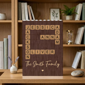 Custom Family Name Puzzle Crossword - Personalized Brick Block