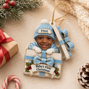 Baby Christmas Gift Box - Real 3D Raised Ornament