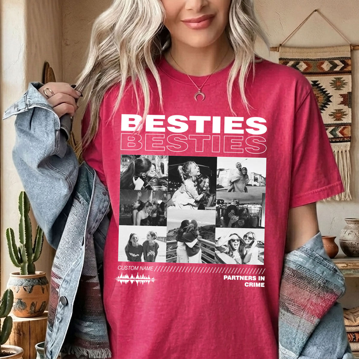 Custom Besties Photo Shirt, Vintage 90s Custom Bootleg Shirt, Personalized BFF Gift, Birthday Gift For Bestie, Bridal Shower Shirt
