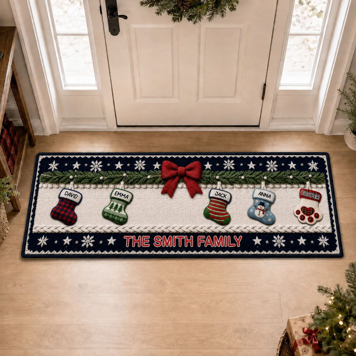 Family Christmas Together Runner Rug, Personalized Holiday Kitchen Mat, Home Xmas Gift