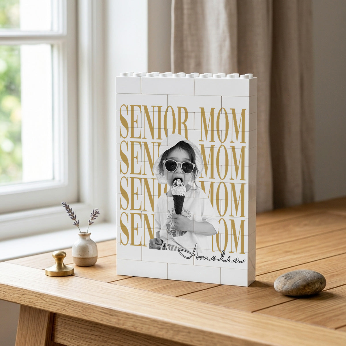 Senior Mom Custom Photo - Personalized Brick Block