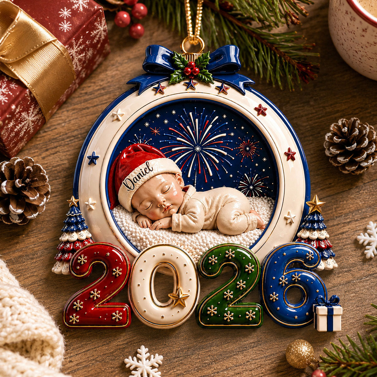 Wrapped In Christmas Love 2026 - Real 3D Raised Ornament