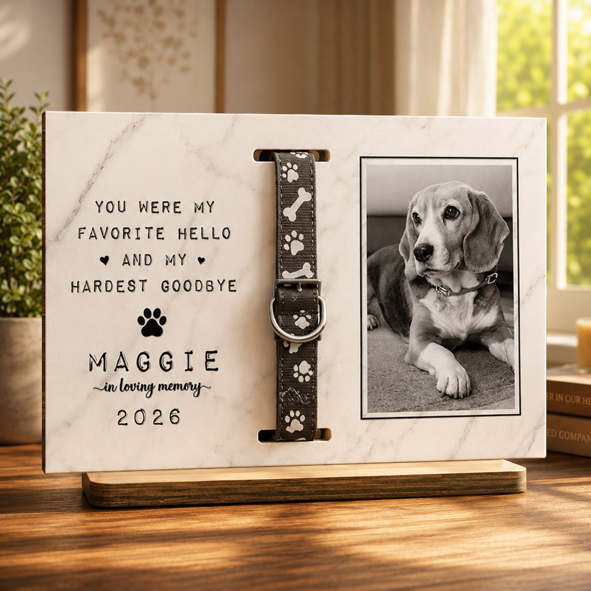 Until We Meet Again In Heaven - Personalized Wood Plaque With Collar Holder - Personalized Pet Memorial Sympathy Gifts For Dogs, Cats