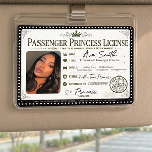 Passenger Princess License - Personalized Car Visor Clip