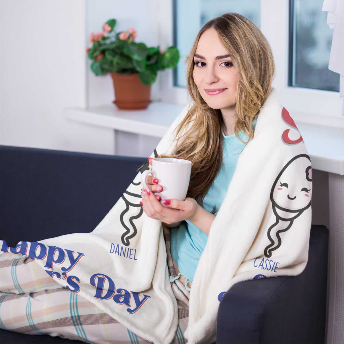 Thanks For Not Swallowing Us - Personalized Blanket - Mother's Day, Funny, Birthday Gift For Mom, Mother, Wife