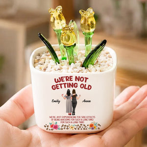 We're Not Getting Old - Personalized Mini Glass Flower Pot - Gift For Soul Sister, Bestie, Friends