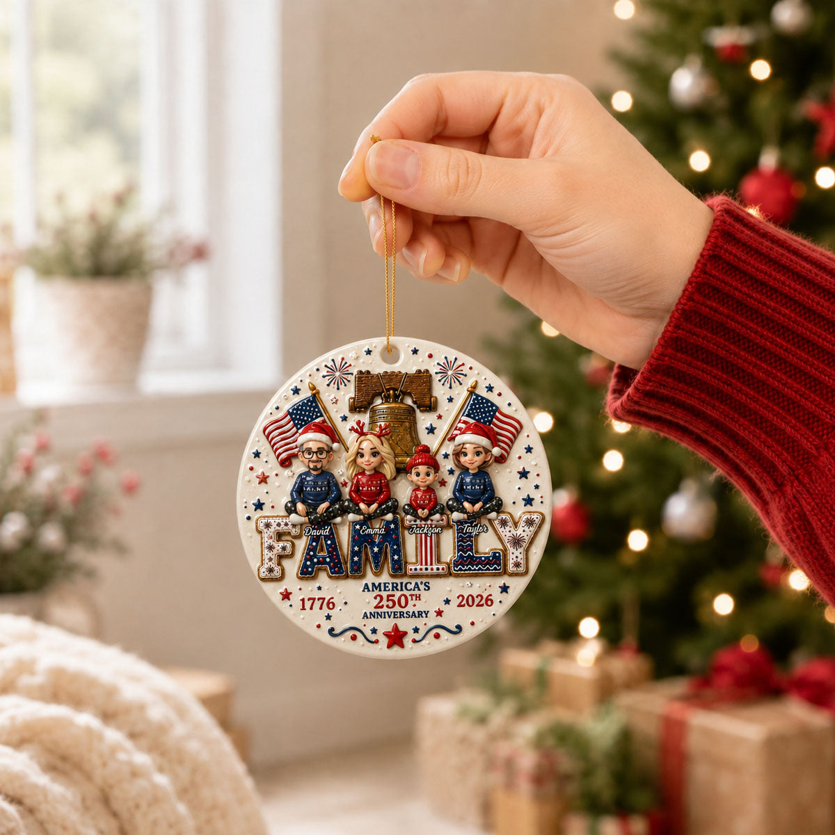 Patriotic Pride On The Tree Characters Custom Letter Ornament - Custom Letter Wooden Ornament