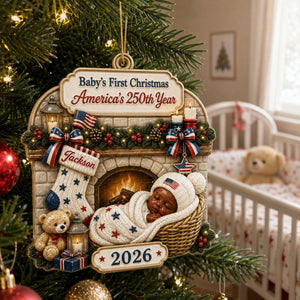 Tiny Star Personalized America 250th Anniversary New Born Ornament - Real 3D Raised Ornament