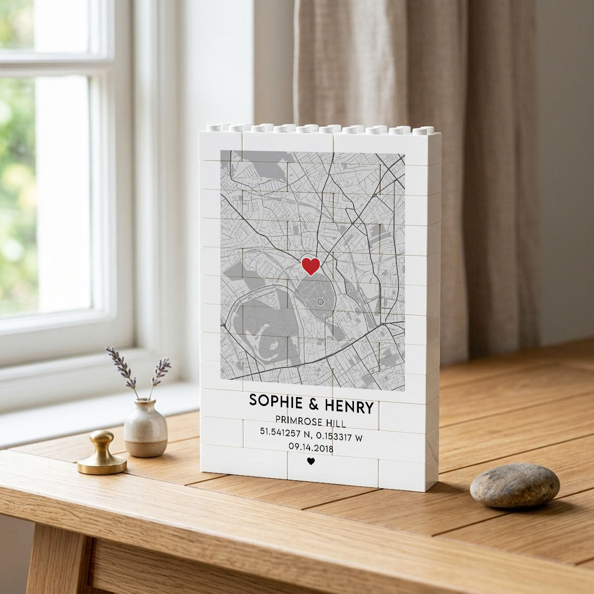 Personalized Building Block Map Custom Location Brick Art Gift