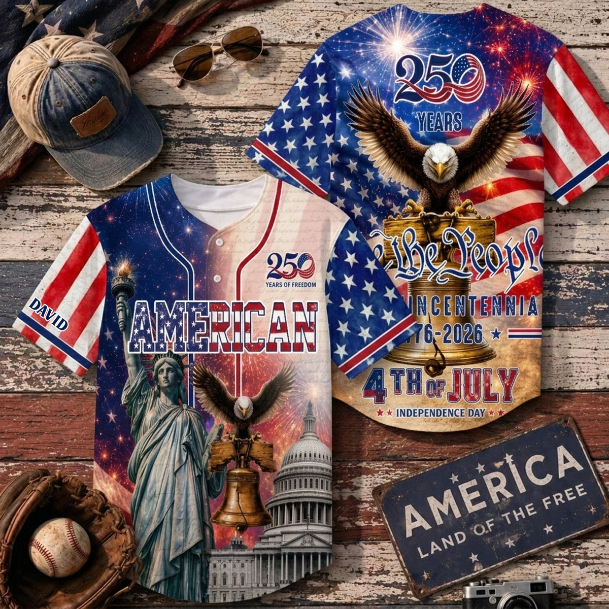 4th Of July 250TH Anniversary Celebration Custom 3D Baseball Jersey USA Special Edition 2026