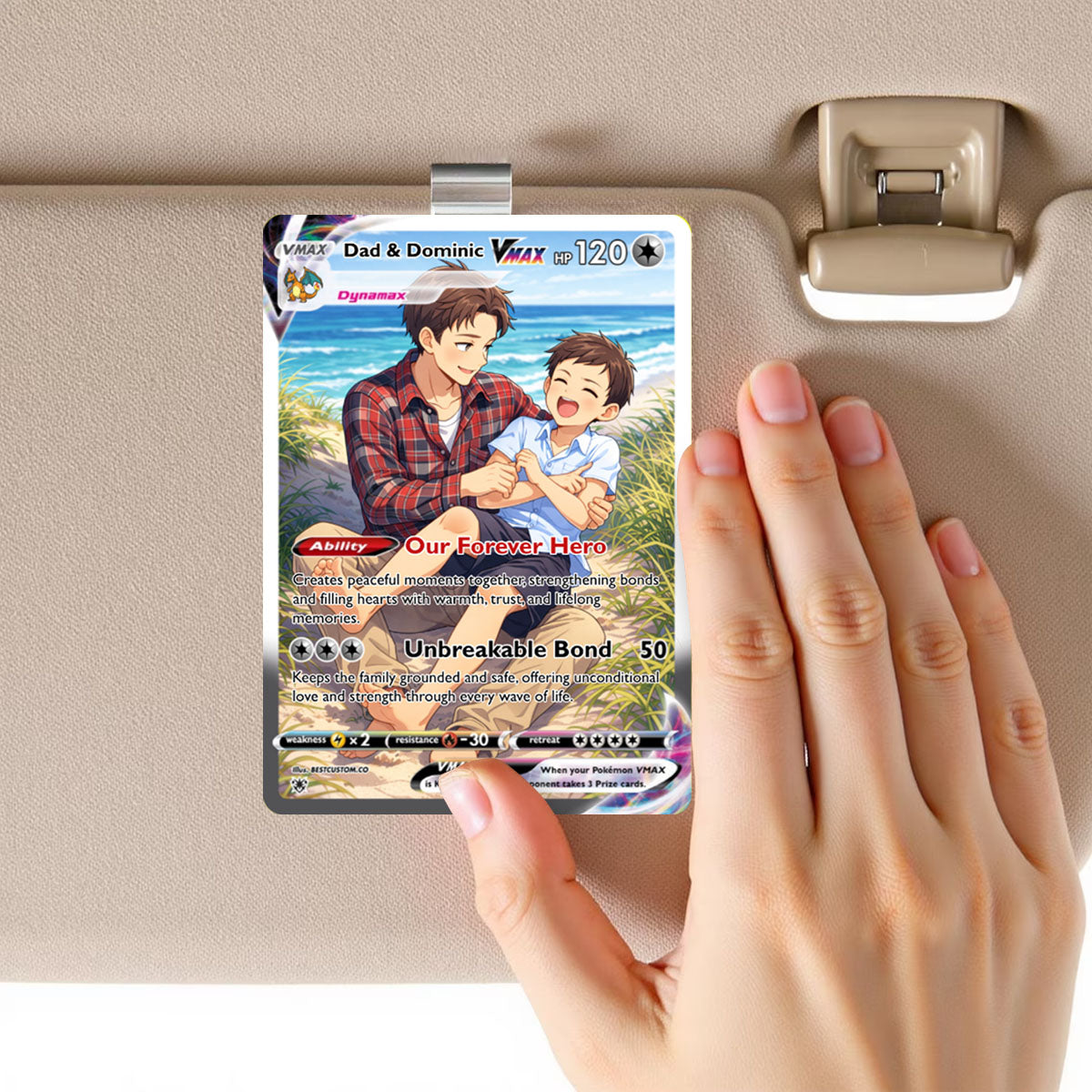 Custom PKM-Inspired Father's Day Keepsake - Car Visor Clip