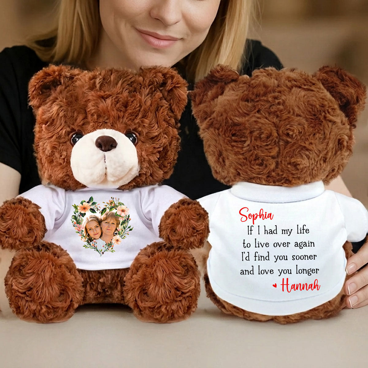 Love You Longer Custom Photo - Personalized Teddy Bear