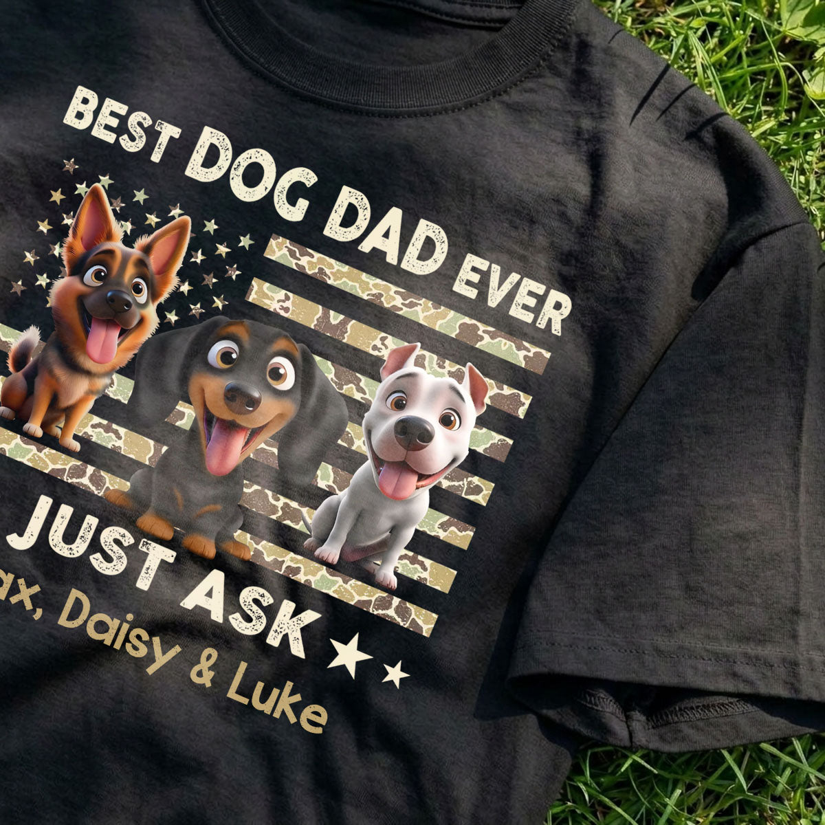 Best Dog Dad Ever Trendy Camouflage Pattern - Personalized Shirt - Father's Day Gift For Dog Dad, Dog Lovers