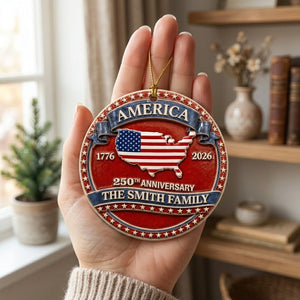 America 250th Anniversary Christmas - Proud Family Ornament - Real 3D Raised Ornament
