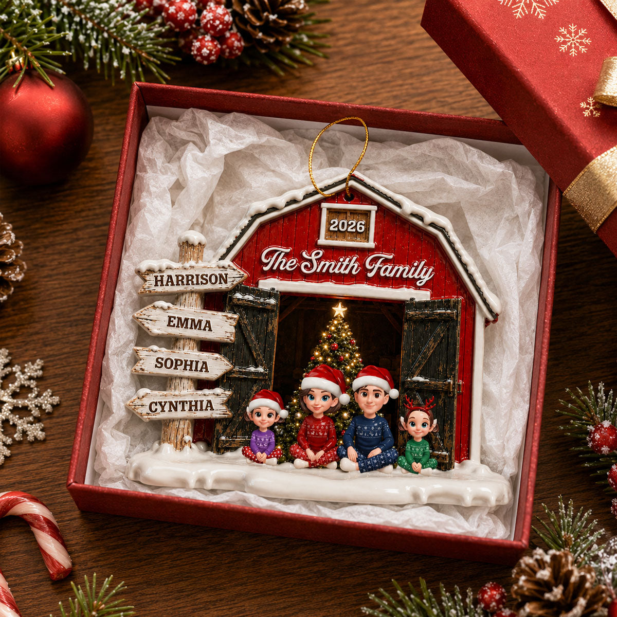 Family Sign Posts Family Together - Real 3D Raised Ornament - Gift For Family,