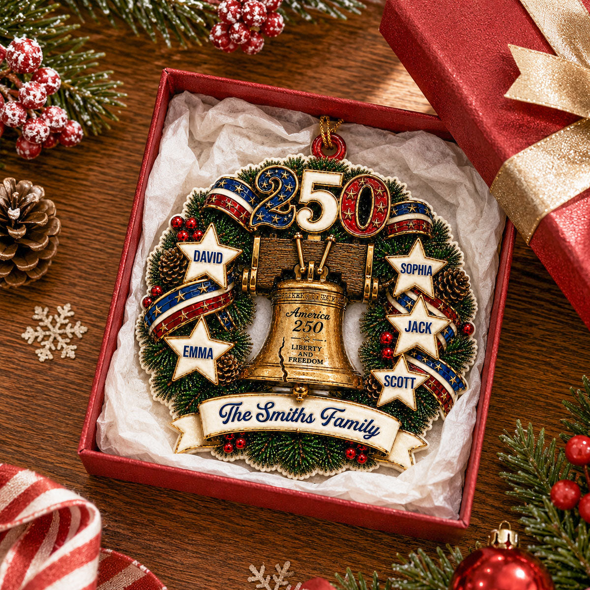 Guided By Love And Liberty 250 Years Of Freedom Ornament - Real 3D Raised Ornament