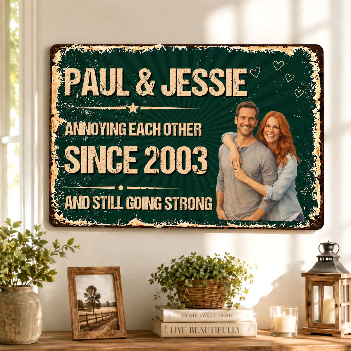 Personalized Couple Metal Sign, Custom Photo Anniversary Gift, Funny Marriage Gift, Rustic Wall Decor for Husband or Wife