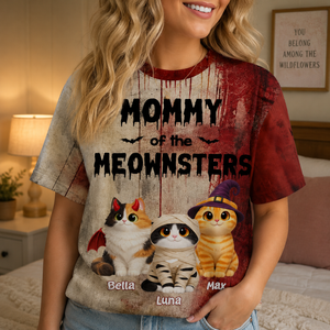 Mommy Daddy Of The Meownsters Cats - Personalized 3D Shirt - Halloween Gift For Cat Lovers