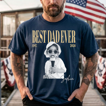 Custom Dad Vintage Photo Shirt, Personalized Dad Picture Shirt With Kids Photo, Best Dad Ever Shirt, Fathers Day Shirt, New Dad Gift