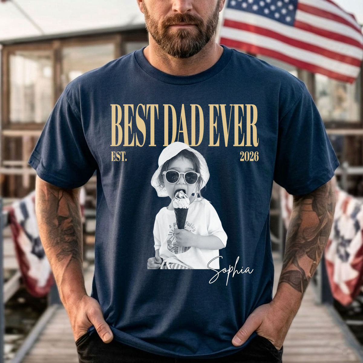 Custom Dad Vintage Photo Shirt, Personalized Dad Picture Shirt With Kids Photo, Best Dad Ever Shirt, Fathers Day Shirt, New Dad Gift