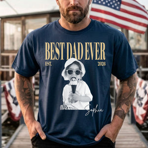 Custom Dad Vintage Photo Shirt, Personalized Dad Picture Shirt With Kids Photo, Best Dad Ever Shirt, Fathers Day Shirt, New Dad Gift