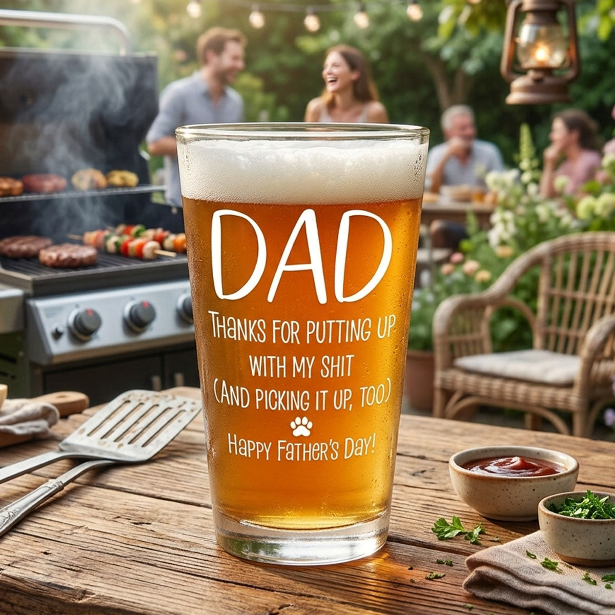 Thanks, Dad We Woof You - Personalize Beer Glass