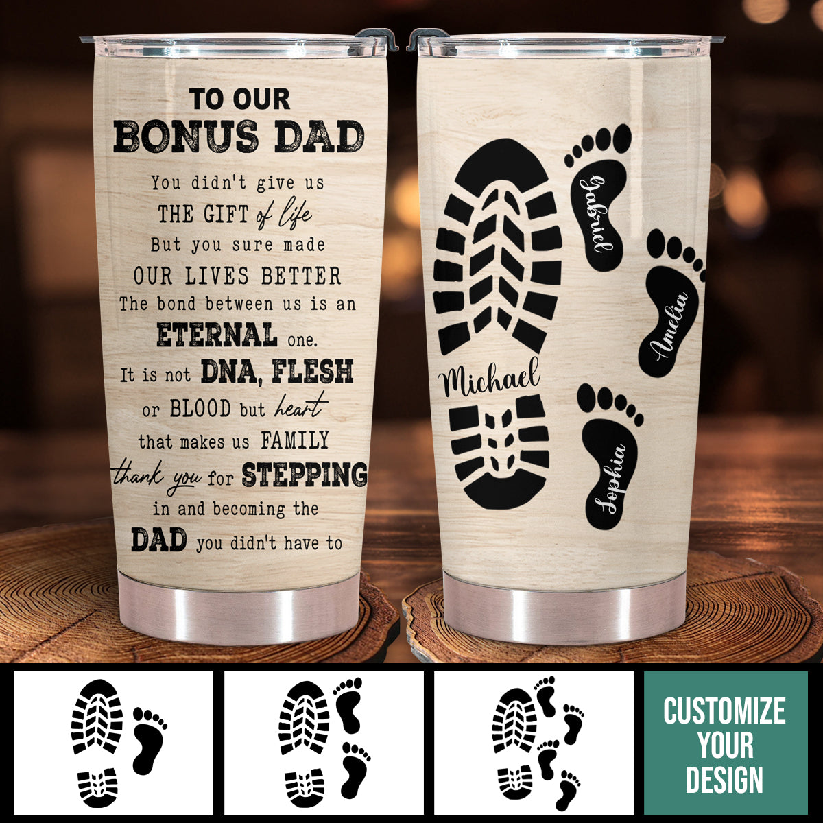 To my bonus dad - Personalized Tumblers - Gift For Step Dad, Bonus Dad
