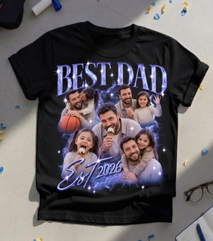 Personalized Best Dad Ever Shirt, Custom Photo Collage Tee, Est 2026 Dad Shirt, Fathers Day Gift, Gift for Dad