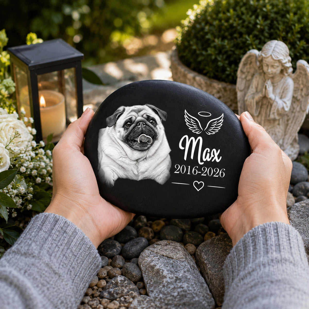 In Loving Memory Upload Photo Pencil Sketch - Personalized Memorial Stone
