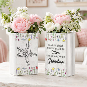 My Kids Having You As Grandma - Personalized Ceramic Book Vase