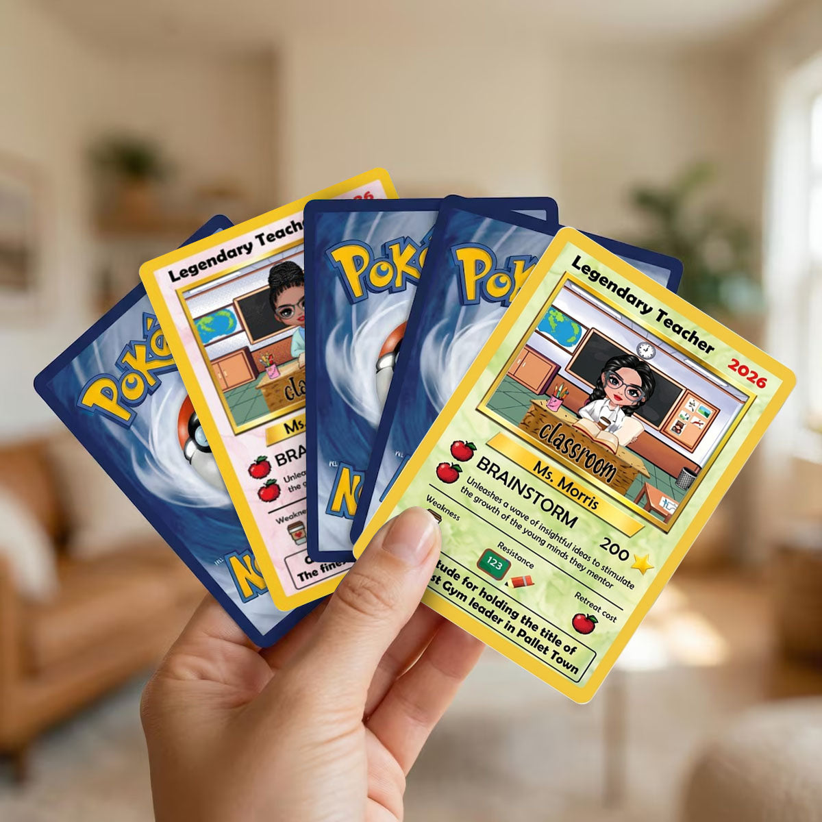 Personalized Poke Teacher Card, Custom PKM Teacher Card, Teacher Appreciation Gift, Customize Anime Acrylic Hologram Card for Teacher