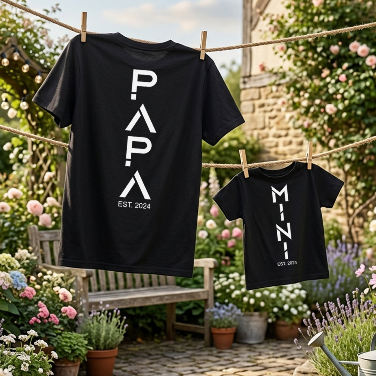 Papa and Mini Version - Personalized Matching T-Shirts and Youth Shirt For Dad & Children
