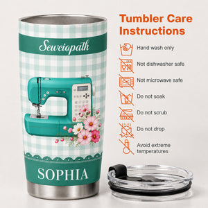 Personalized Sewing Machine 20oz Tumbler - Birth Month Flower Gifts