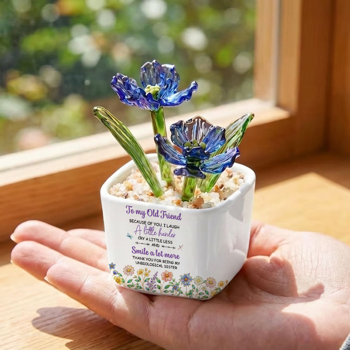 Cry A Little Less And Smile More - Personalized Custom Glass Everlasting Tulips