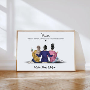Mum Gifts, Mum And Daughters Print, Mom Gifts, Mother And Daughter Print, Mum Birthday Gift