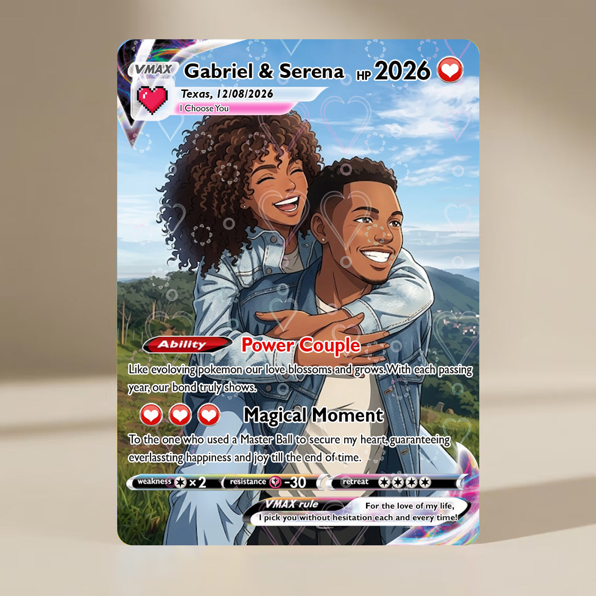 Custom Anime Poke Card for Couple , Unique Design Style Custom Couple Gift , Perfect Keepsake for Lovers, Best Presents for Engagement